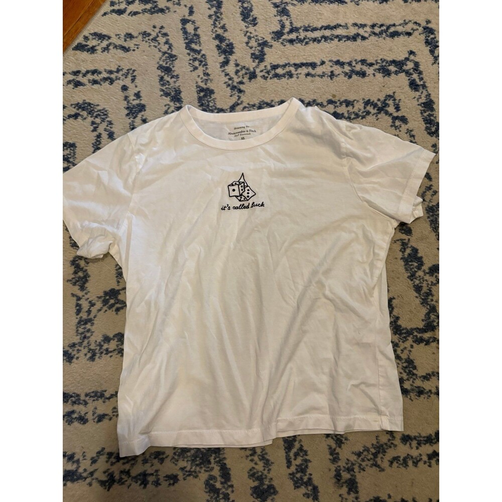 White Abercrombie It’s Called Luck Dice Baby Tee